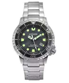 Citizen Promaster Dive Eco-Drive Нержавеющая сталь Серый циферблат Дайверские часы BN0167-50H 200M Мужские серый