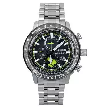 Citizen Promaster Geo Trekker Нержавеющая сталь Черный циферблат Eco-Drive BY3006-53E 200M Мужские часы для пилотов чёрный