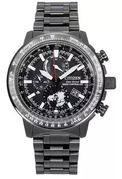 Citizen Promaster Geo Trekker Нержавеющая сталь Черный циферблат Eco-Drive BY3005-56G 200M Мужские часы для пилотов чёрный