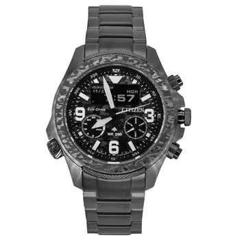 Citizen Promaster Land 35th Anniversary Chronograph Black And Grey Dial Eco-Drive JV1008-63E 200M Мужские часы чёрный