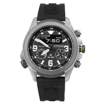 Citizen Promaster Land 35th Anniversary Chronograph Black Dial Eco-Drive JV1007-07E 200M Мужские часы чёрный
