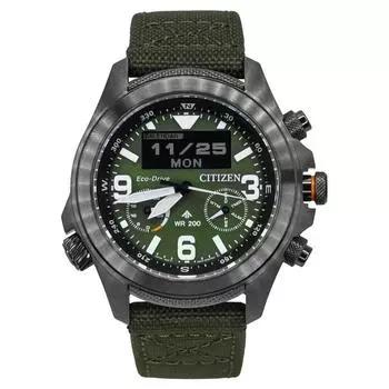Citizen Promaster Land 35th Anniversary Chronograph Green Dial Eco-Drive JV1005-02W 200M Мужские часы зелёный