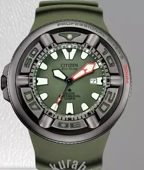 Citizen Promaster Marine Ecozilla Green Dial SS 300M Professional Diver BJ8057-17X зелёный