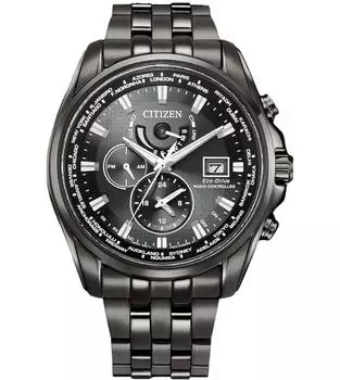 CITIZEN Promaster радиоуправляемые черные циферблатные мужские часы из нержавеющей стали AT9127-80E чёрный