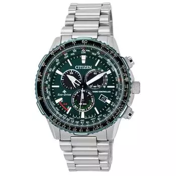 Citizen Promaster Sky AT радиоуправляемый хронограф зеленый циферблат Eco-Drive CB5004-59W 200M мужские часы для пилотов зелёный