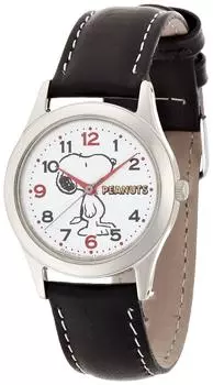 [Citizen Q&Q] Аналоговый водонепроницаемый кожаный ремешок Snoopy AA95-9854 для женщин, черный
