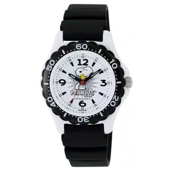 [Citizen Q&Q] Часы Analog Snoopy с водонепроницаемым уретановым ремешком AA96-0016 Белый x Черный