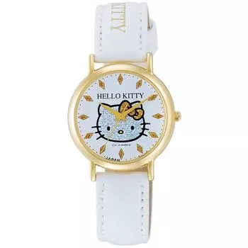 [Citizen Q&Q] Часы аналоговые Hello Kitty с водонепроницаемым кожаным ремешком, сделано в Японии 0009N003, женские, белое золото