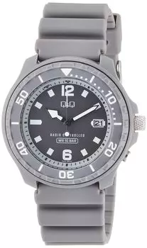 [Citizen Q&Q] Часы аналоговые радио солнечные водонепроницаемые дата уретановый ремешок D02A-003VK мужские серые