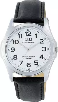 [Citizen Q&Q] Часы аналоговые солнечные водонепроницаемые кожаный ремешок H008-304 мужские белые