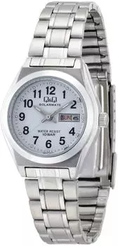 [Citizen Q&Q] Часы аналоговые солнечные водонепроницаемые дата день недели металлический ремешок H011-204 женские белые