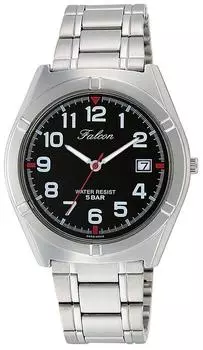 [Citizen Q&Q] Часы аналоговые водонепроницаемые дата металлический ремешок D024-205 мужские черные