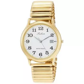 [Citizen Q&Q] Часы аналоговые водонепроницаемые дата металлический ремешок D014-004 мужские золотые