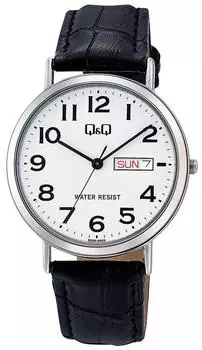 [Citizen Q&Q] Часы аналоговые водонепроницаемые дата день недели кожаный ремешок A202-304 мужские белые