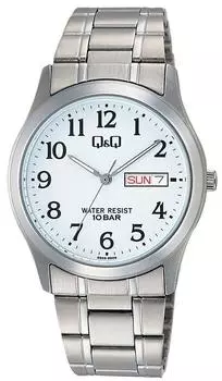 [Citizen Q&Q] Часы аналоговые водонепроницаемые дата день недели металлический ремешок W472-204 мужские белые