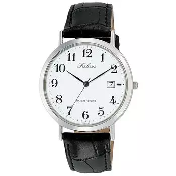 [Citizen Q&Q] часы аналоговые водонепроницаемые дата кожаный ремень D020-304 мужские белые