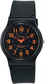 [Citizen Q&Q] Часы аналоговые водонепроницаемые с уретановым ремешком VP46-858 мужские черные оранжевые