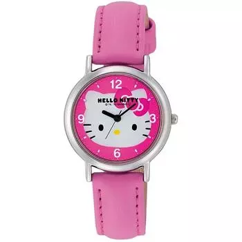 [Citizen Q&Q] Часы CITIZEN Q&Q Hello Kitty аналоговые с кожаным ремешком розового цвета HK15-130 женские
