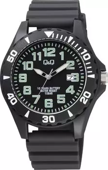 [Citizen Q&Q] Часы Cue and Cue Analog 10-летний срок службы 10 АТМ водонепроницаемый уретановый ремешок A22A-001VK мужские черные