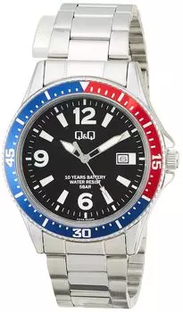 [Citizen Q&Q] Часы Cue and Cue Analog 10 Years Life Battery Водонепроницаемый Металлический Браслет A24A-002PK Мужские Серебристые