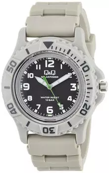 [Citizen Q&Q] Часы Cue and Cue Analog Solar 10 ATM Водонепроницаемый уретановый ремень E02A-004VK мужские серые