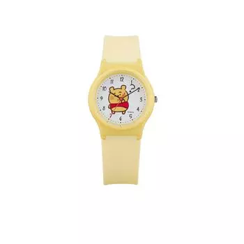 [Citizen Q&Q] Часы Cue and Cue Analog Kanahei Winnie the Pooh 10 ATM водонепроницаемый уретановый ремень V06A-516VK для девочек темно-синий жёлтый