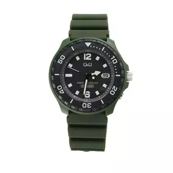 [Citizen Q&Q] Часы Cue and Cue Analog Radio Wave Solar 10 ATM Водонепроницаемый уретановый ремешок D02A-004VK мужские зеленые