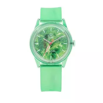 [Citizen Q&Q] Часы Cue & Cue Smile Solar Solar Analog Traveling Cafe Collaboration Model Gensui R02A-508VK Водонепроницаемый уретановый ремень Зеленый