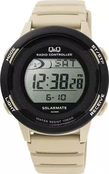 [Citizen Q&Q] Часы Q&Q Digital Radio Solar 10 ATM Водонепроницаемый уретановый ремень D01A-004VK Мужской бежевый