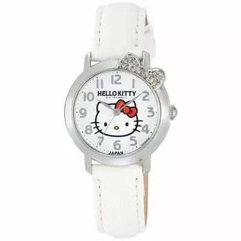 Citizen Q&Q Watch Analog Hello Kitty Waterproof Leather Strap Made in Japan 0001N002 Women s White