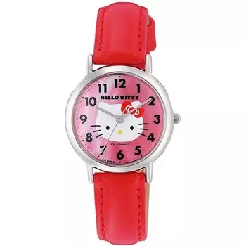 [Citizen Q&Q] watch analog hello kitty waterproof leather belt made in Japan 0017N002 ladies red