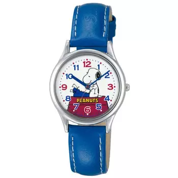 Citizen Q&Q Watch Analog Snoopy Waterproof Leather Strap AA95-9853 Women s Blue