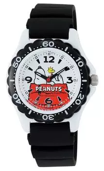 [Citizen Q&Q] Watch Analog Snoopy Waterproof Urethane Strap AA96-0015 White x Black