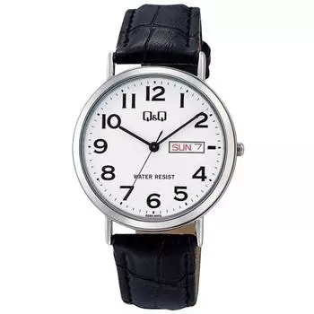 Citizen Q&Q Watch Analog Waterproof Date Day of the Week Leather Strap A202-304 Men s White