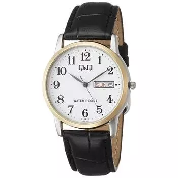 Citizen Q&Q Watch Analog Waterproof Date Day of the Week Leather Strap A206-504 Men s White