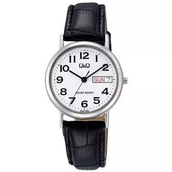 Citizen Q&Q Watch Analog Waterproof Date Day of the Week Leather Strap A203-304 Women s White