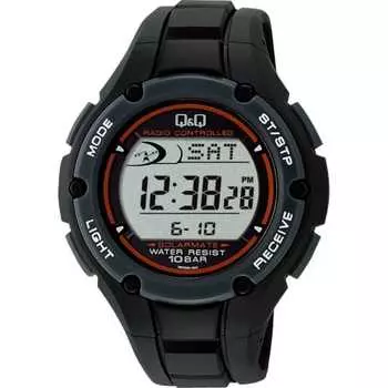 Citizen Q&Q Watch Digital Radio Solar Waterproof Date Urethane Belt MHS6-300 Men s Black