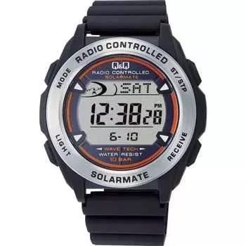 Citizen Q&Q Watch Digital Radio Solar Waterproof Date Urethane Belt MHS7-300 Men s Black