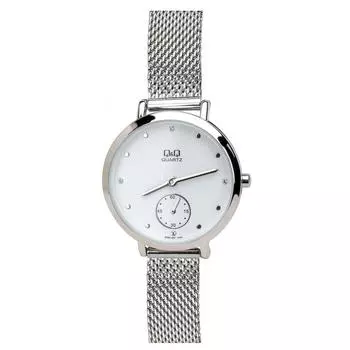 [Citizen Q&Q] Женские часы с сетчатым ремешком, кварцевый камень, серебристый QA97J201Y
