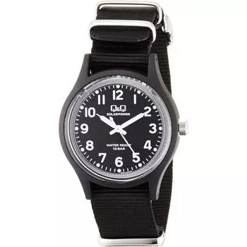 [Citizen QQ] E05A 001VK женские часы QQ Analog Solar 10 ATM водонепроницаемые с нейлоновым ремешком черные черные черные