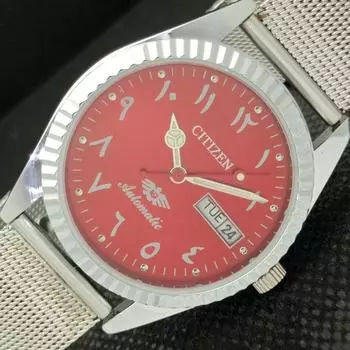 CITIZEN REFURBISHED JAPAN MENS AUTOMATIC ARABIC RED DIAL WRIST WATCH a425318-2 RL-a425318