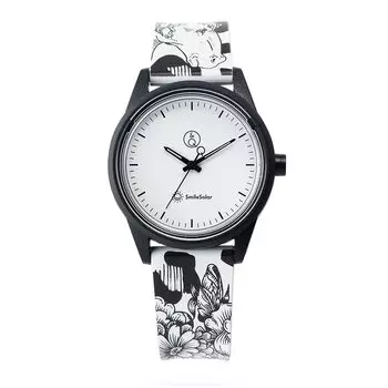 [Citizen Watch] Cue and Cue Smile Solar Analog Solar Artist Collaboration Model Cookie Boy Водонепроницаемый уретановый ремень RP34J814 Белый