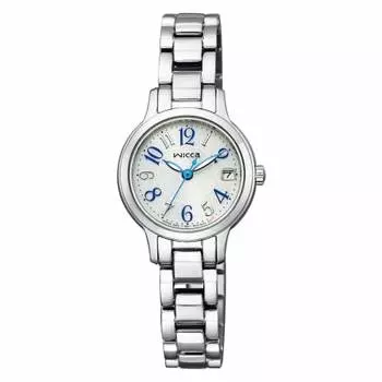 Citizen Watch Wiccan Solar Tech Waterproof Second Hand Date White KH4-912-13 Women s Silver