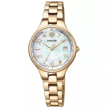 [Citizen] Wicca Solar Tech Radio Watch Водонепроницаемые часы бренда 25th Anniversary Limited Model White Pearl White Radio Solar KS1-821-11 Женские золотые