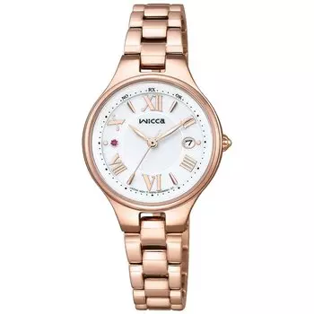 [Citizen] Wicca Solar Tech Radio Wave Водонепроницаемый календарь в комплекте с большим циферблатом Белое золото CITIZEN wicca Radio Solar KS1-864-11 Женские розовое золото