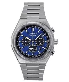 Citizen Zenshin Chronograph Super Titanium Blue Dial Eco-Drive CA4610-85L 100M Мужские часы синий