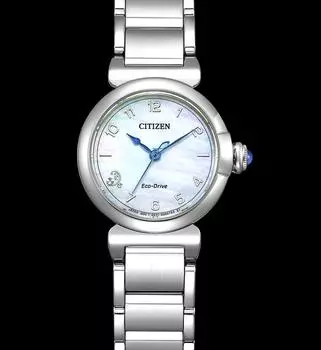 Citizen Женские часы Eco-Drive EM1130-83D Solar из нержавеющей стали жемчужный