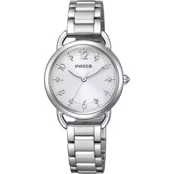 Citizen Женский KP6-014-11 ( Часы Wicca Solar-Tech Basic Model со сменным ремешком) Круглые часы, серебро