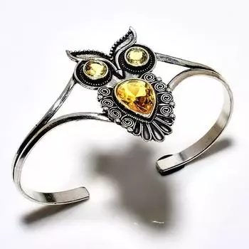 Цитрин Драгоценный камень 925 Посеребренный браслет-манжета ручной работы