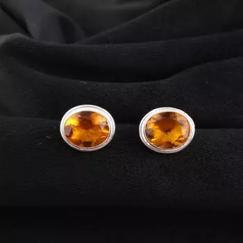 Цитрин Драгоценный камень 925 Стерлинговое серебро Ювелирные изделия Ручной работы Женские Серьги-пусеты 0,5 EE-178-1